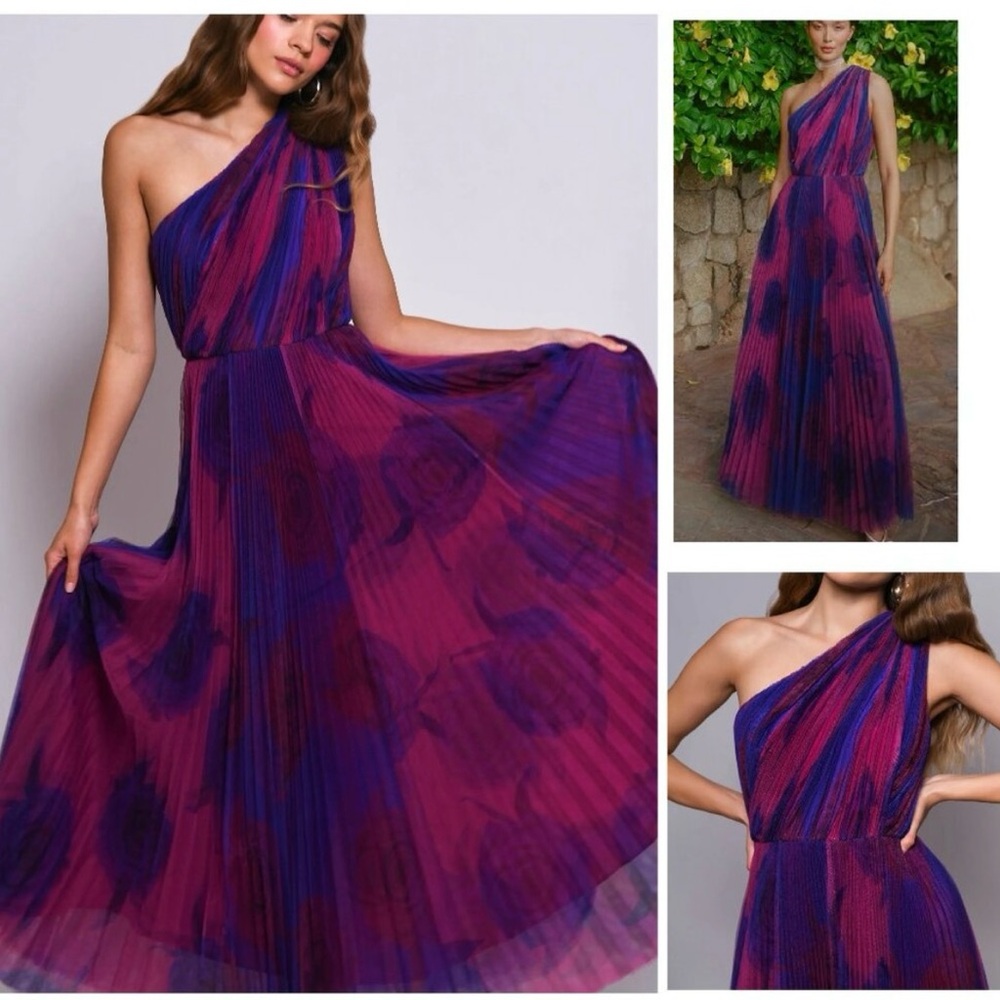 Elegant One-Shoulder Purple and Pink Dress